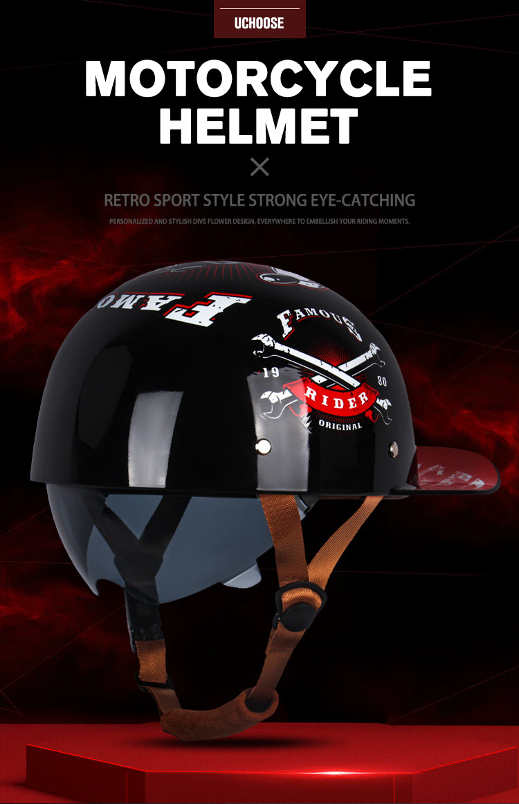 3C Certified Half Helmet for Motorcycles, Men's Scooter Helmet, Women's Electric Bike Helmet, Abs Material Riding Helmet