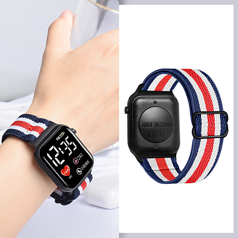 Nuevo bolso de lona colorido LED pequeño reloj cuadrado deportes al aire libre multifuncional impermeable estudiante hombres y mujeres reloj electrónico