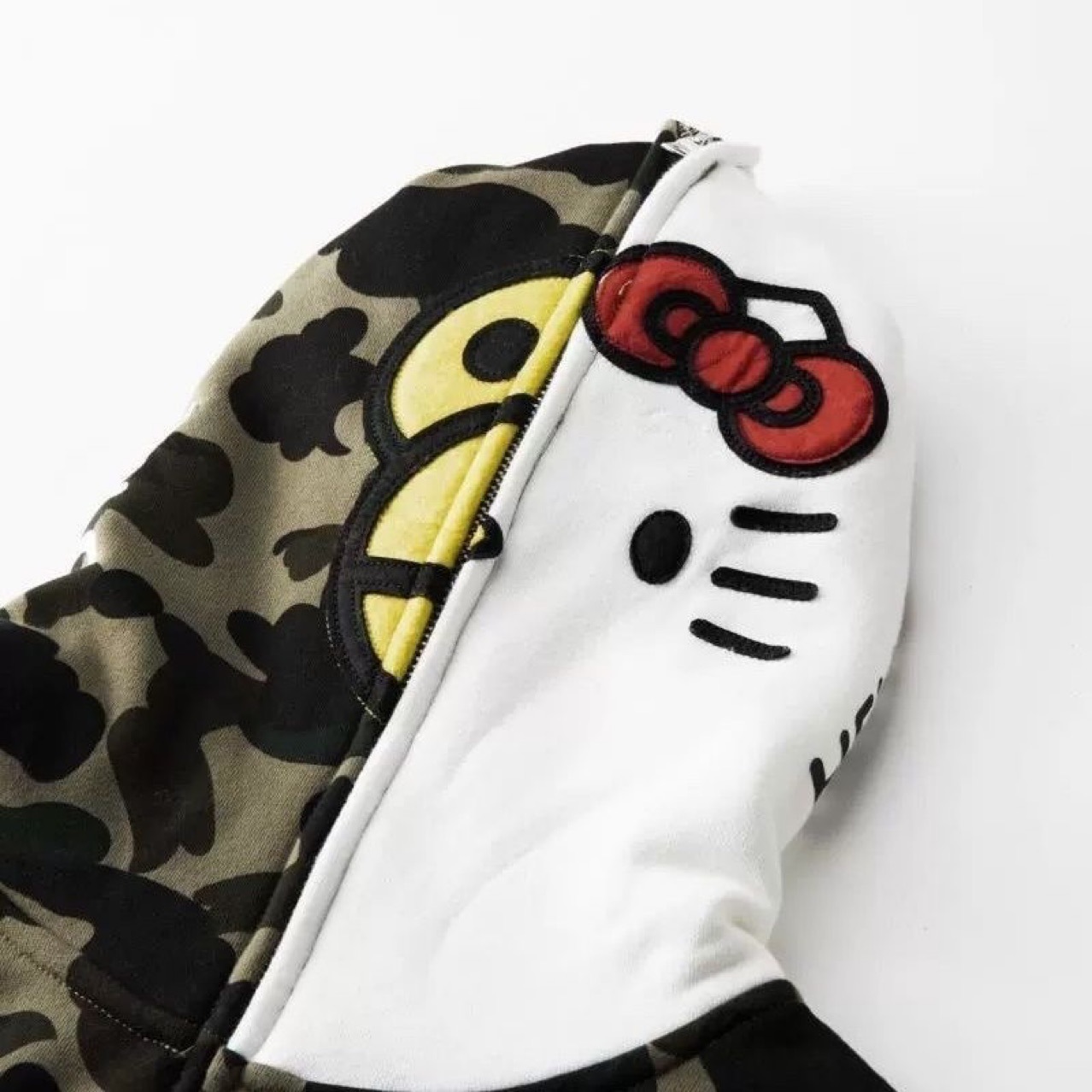 kt 猫 bape 越境貿易ハローキティ迷彩トレーナーメンズ秋冬ベルベットカーディガンジッパー漫画かわいい学生