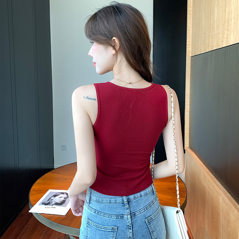 秋冬新款假两件蕾丝边磨毛保暖背心女带胸垫内搭外穿无袖保暖上衣|undefined