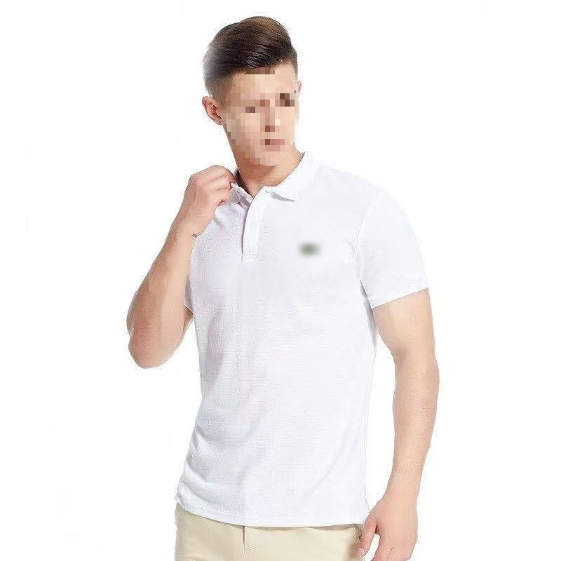 Lac French Small Fish Logo Cotton Short-Sleeve Polo Shirt for Men, Large Size Solid Color Polo Shirt, Trendy Brand Correct Version Embroidered T-Shirt
