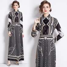 跨境超大码女装现货欧美时尚百搭收腰显瘦定位印花连衣裙