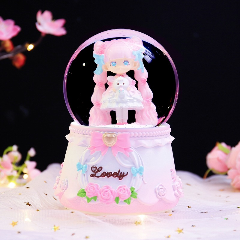 Girl's Heart Series Lolita Crystal Ball Snow Water Ball Beautiful Girl Music Box Bedroom Decorations Wholesale