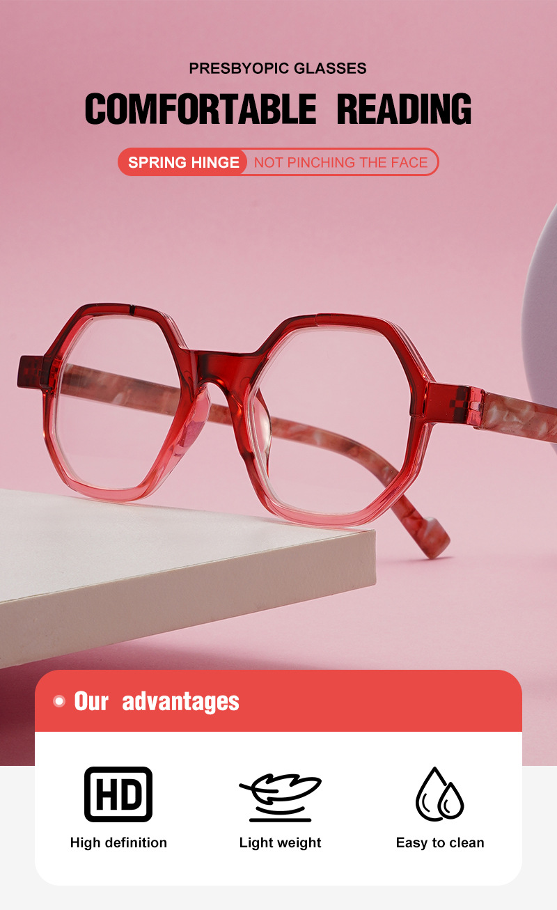 Gradient Retro Polygonal Men's Reading Glasses Personalized Frames_voghion.com