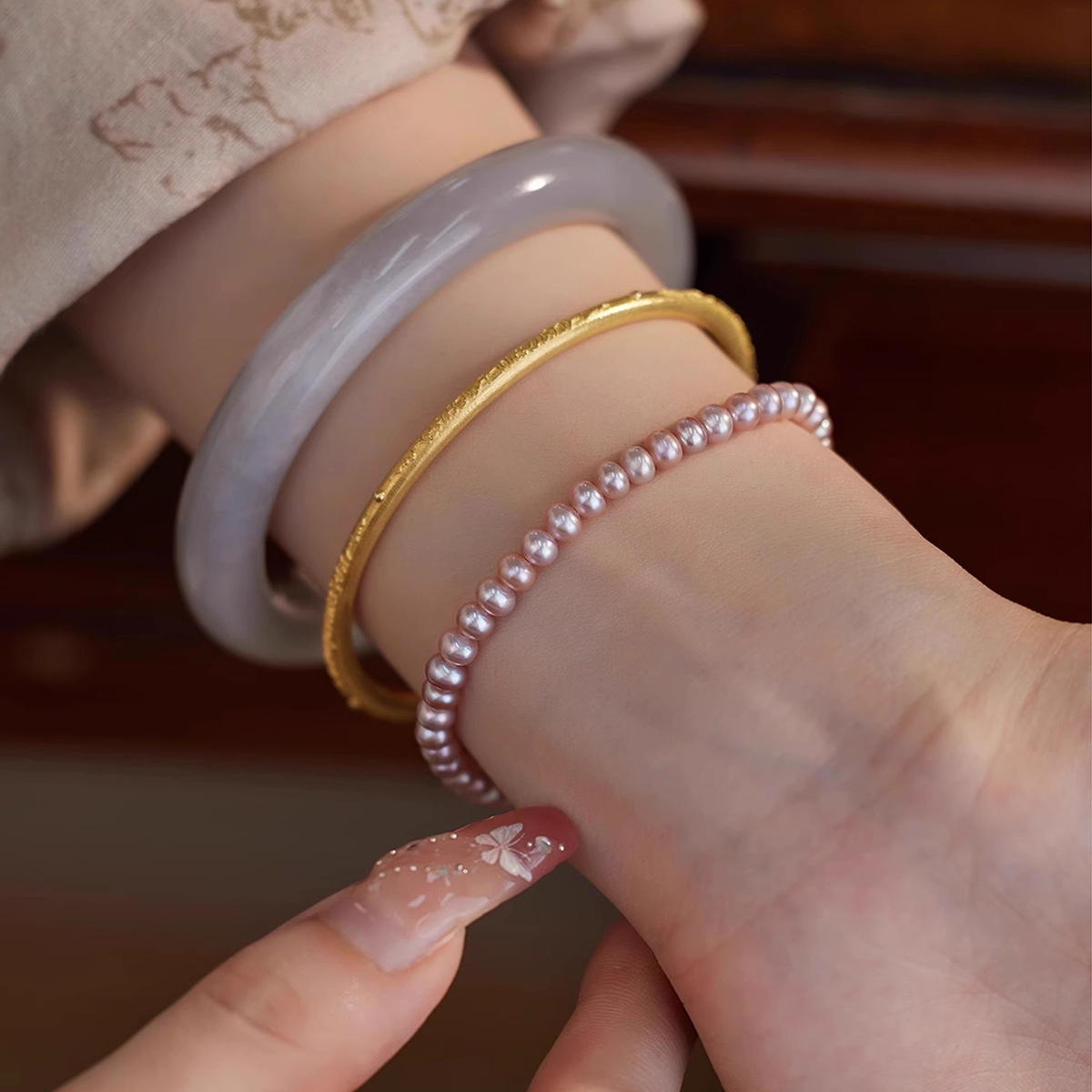 Alloy Natural Stone Freshwater Pearl Bracelets Retro Simple Style display picture 4