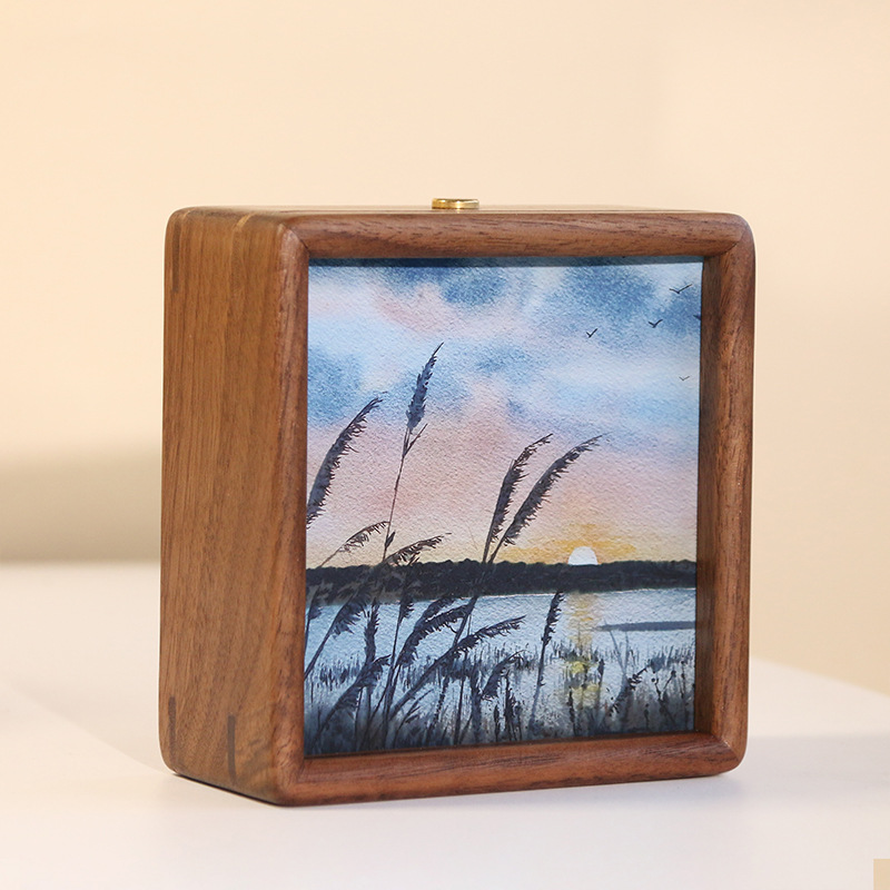 中国黒クルミ無垢材フレームライト絵画クリエイティブナイトライトフォトフレーム雰囲気ライト誕生日 diy ギフト装飾品