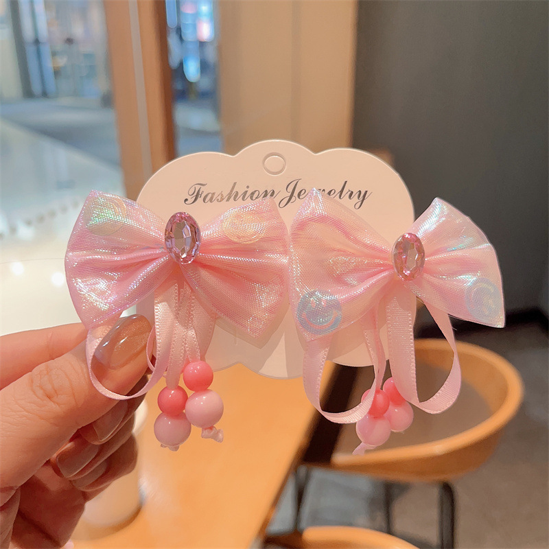 Hanfu tocado de los niños arco horquilla niña linda princesa estilo flor Rosa tela accesorios para el cabello