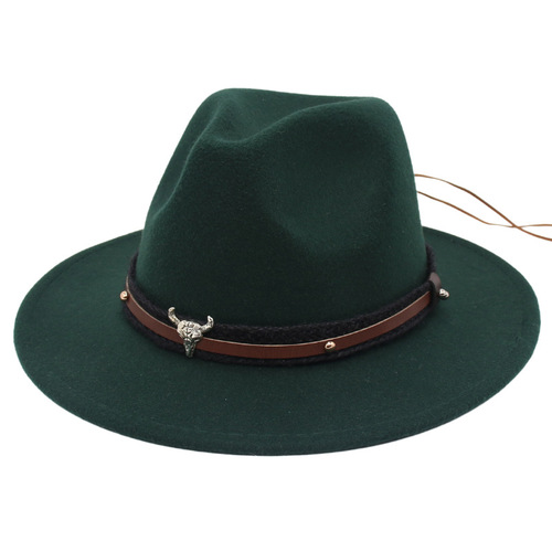 Tibetan Style Hat Spring and Autumn New Jazz Hat Wide Brim Wedding Shooting Ballroom Performance Belt Accessory Cross-border Felt Hat