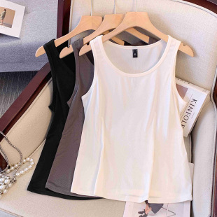 Ice Silk Vest Women's New plus size Summer Knitted Sleeveless Top Loose Base Shirt Hide Meat Belly 3381