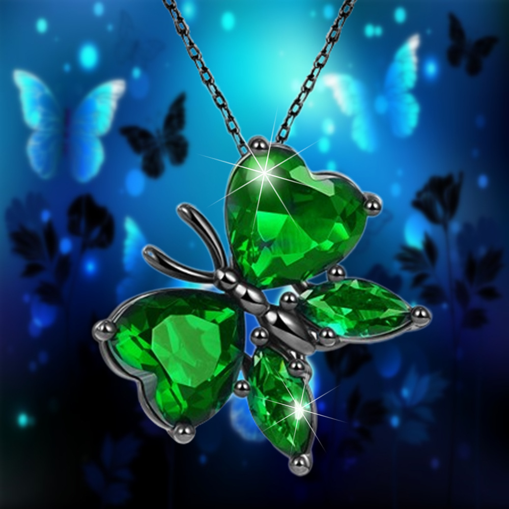 Collana con ciondolo a farfalla in cristallo verde di vendita calda, accessori per gioielli animali da donna alla moda e versatili,_voghion.com