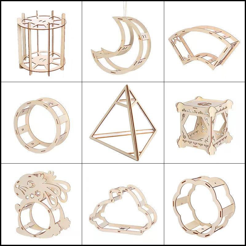 Antique Traditional Palace Lantern Shelf DIY Handmade Wooden Lantern Skeleton Material Bag Mid-Autumn Festival Lantern Wholesale