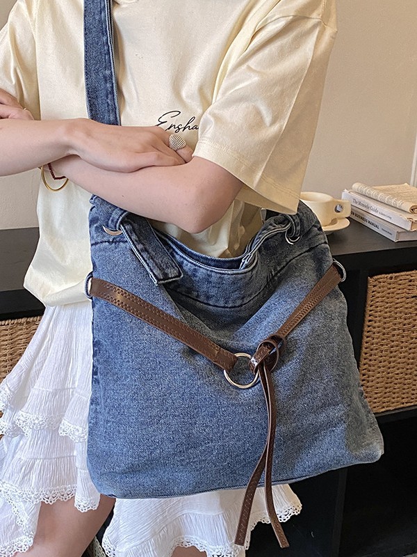 Bolso retro de gran capacidad para mujeres 2026 nueva tendencia transfronteriza vaqueros de hombro mochila de viaje ocio bolsa de mano image 1