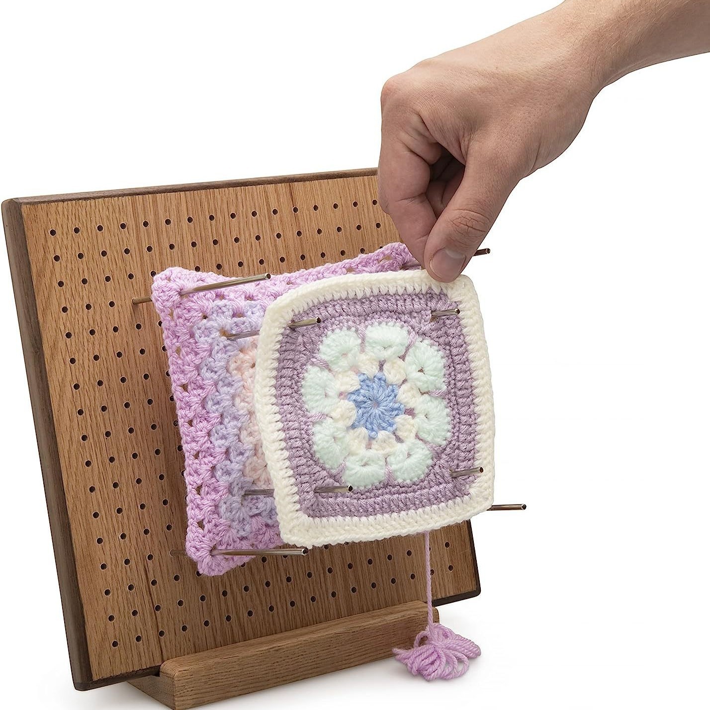 Tablero de lana de tablero de bloqueo de bloques de madera maciza cuadrado abuela rejilla de flores formador