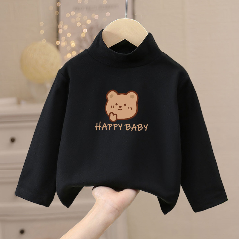 Ropa interior térmica de terciopelo de invierno para niños camiseta de otoño para niñas de una sola pieza superior para niños de cuello alto