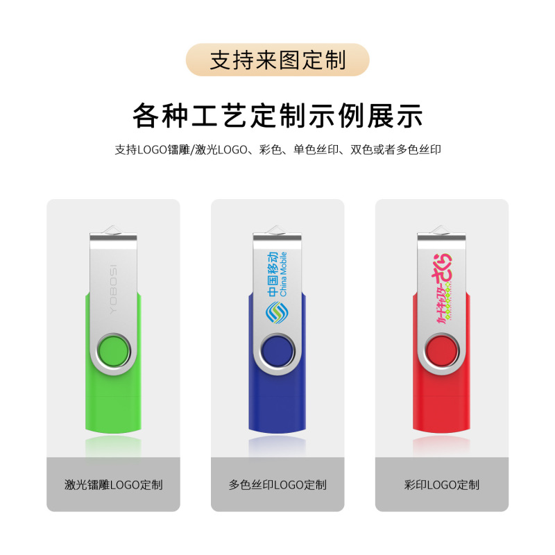 跨境旋转u盘定制usb手机两用32g车载金属大容量优盘64g招投标礼品|undefined