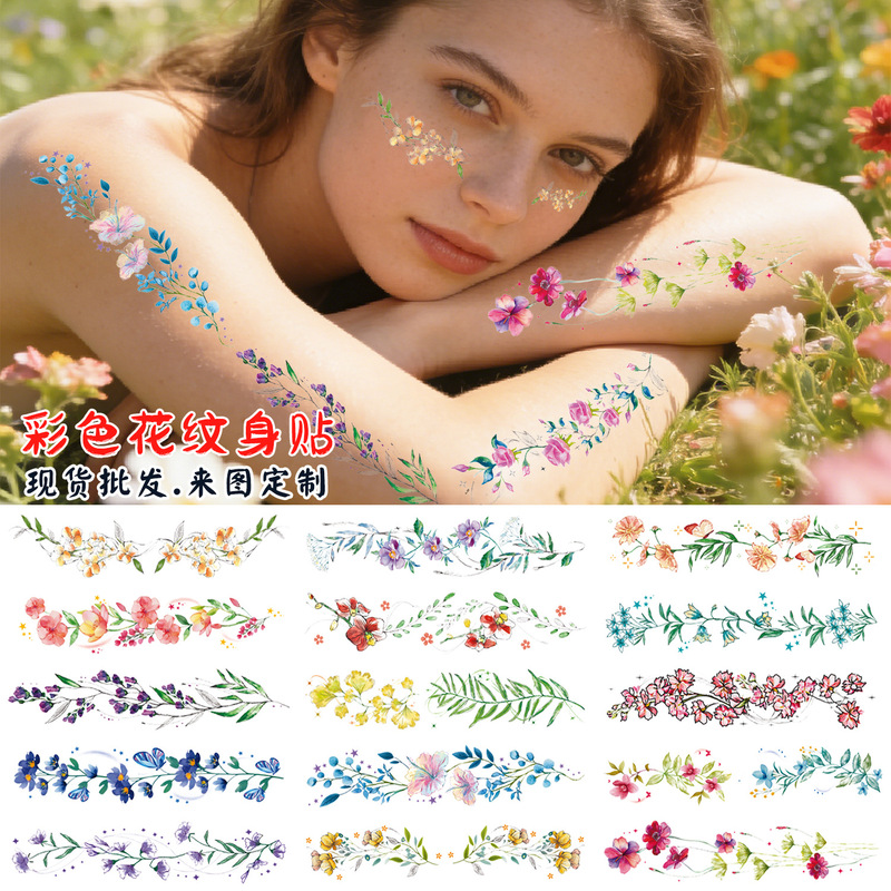 New Amazon Arm Color Flower Tattoo Stickers Bikini Sexy Flower Arm Collarbone Temporary Tattoo Stickers New Amazon Arm Color Flower Tattoo Stickers Bikini Sexy Flower Arm Collarbone Temporary Tattoo Stickers
