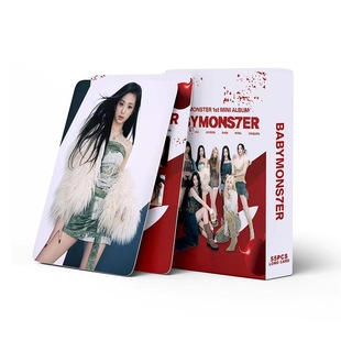 A Large Number of 55 Babymonster Album Cards, Shheesh Star Photo Collection Cards, Peripheral Lomo Cards