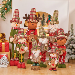クロスボーダー新しいクリスマス人形装飾品レトロチェック柄クリスマスギフト老人雪だるまスタンディング装飾卸売