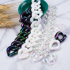 Acrylic plastic transparent 22*26AB colorful square chain buckle open ring jewelry mobile phone case accessories