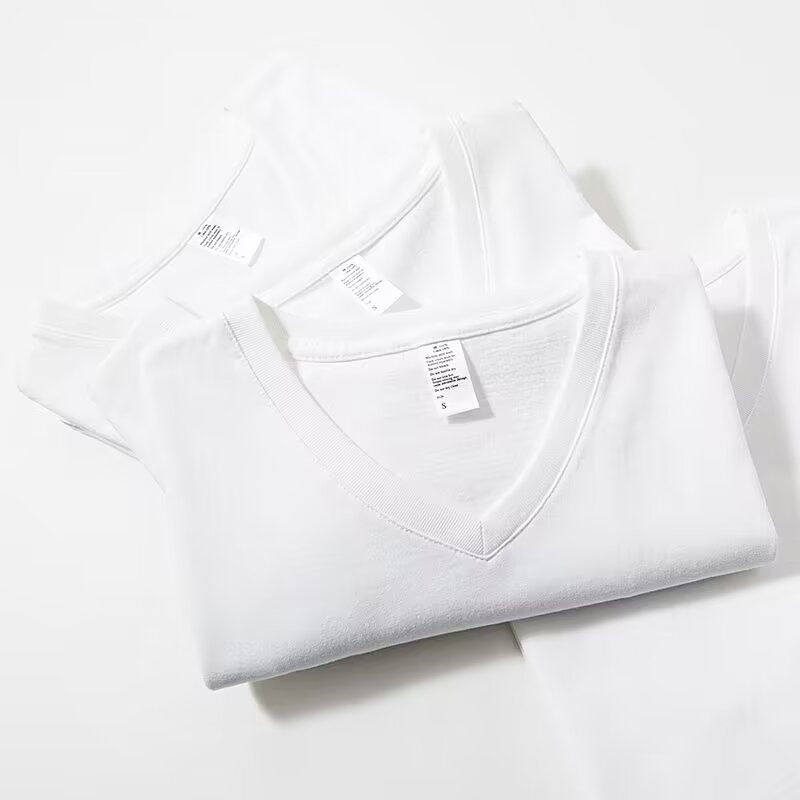 Men's Clothing Men's Solid Color V-Neck T-Shirt Short Sleeve Style Thin Casual Base Layer Top For Summer Trendy Simple_viptrois.com