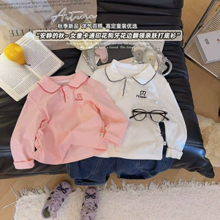 秋季女童花边翻领打底衫 可爱卡通印花长袖上衣 宝宝洋气亲肤Polo