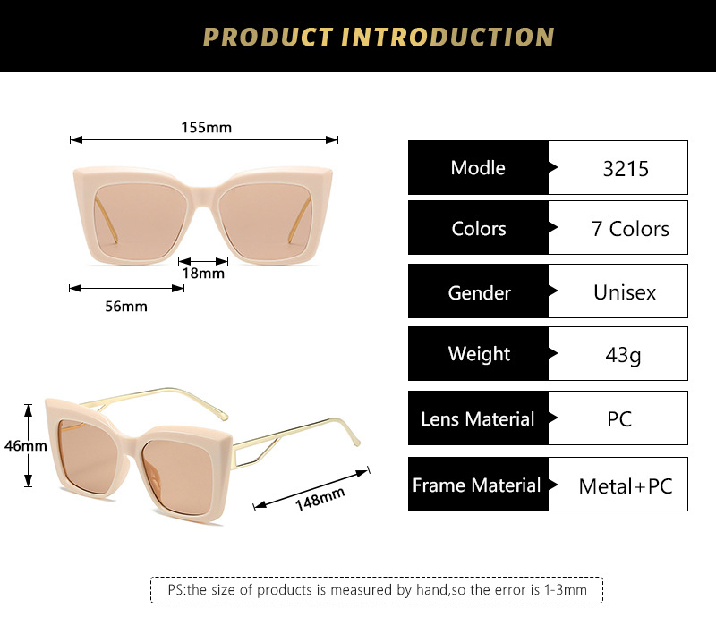 82g Weight Full Frame Glasses Structure Sunglasses Classification PC, UV400 Protection Lens Material Fashion Solid Color Leopard PC UV400 Protection Cat Eye Full Frame Women's Sunglasses