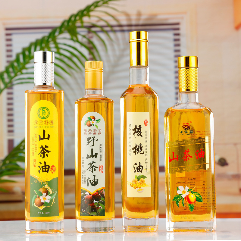 晶白料加厚玻璃油瓶500ml橄榄油瓶250ml山茶油瓶750ml核桃油瓶