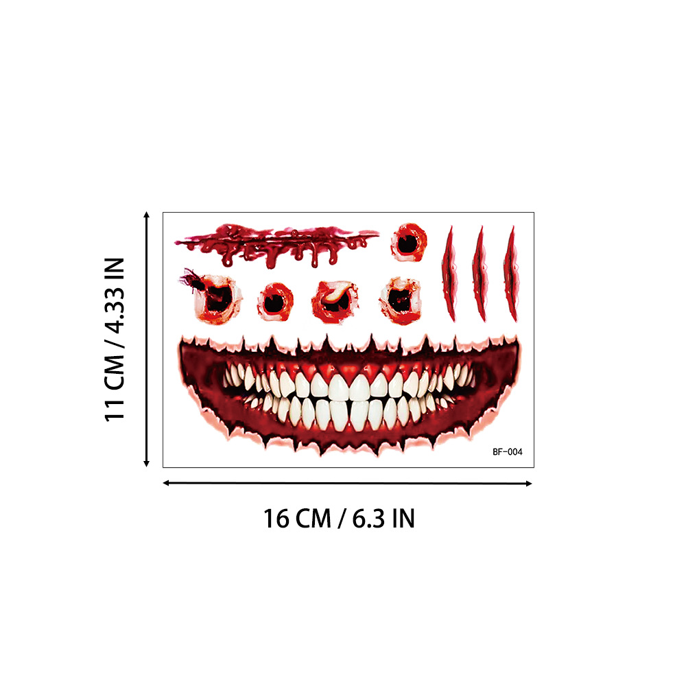 Tatuajes Temporales de Cicatrices de Halloween de Papel de Transferencia de Agua, Luminoso, Impermeable