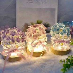 Cross-border Rose Ice Nightlight Handmade DIY Creative Atmosphere Ornaments for Girlfriend Birthday Gift