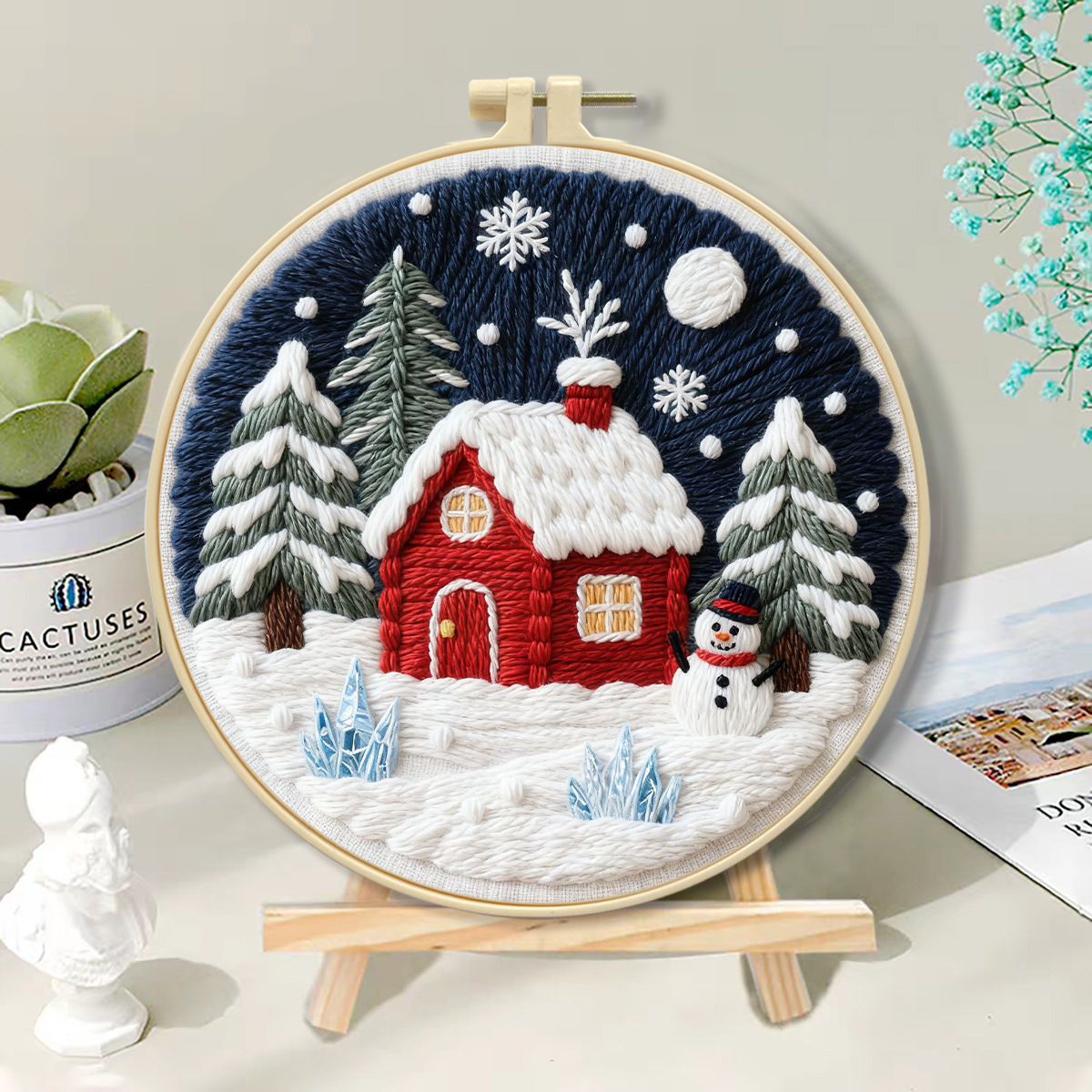 Blanca nieve de invierno bordado 29 * 29CM