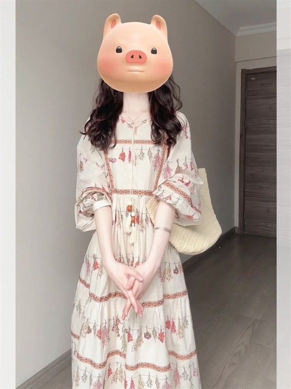 2025秋季新款时尚甜美法式碎花连衣裙女小众设计感轻奢长裙子别致|undefined