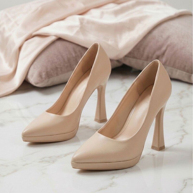High-End Luxury Pointed-Toe Shallow-Mouthed Women's Pumps with Thin Heels and Waterproof Platform in Black and Nude Colors, Wholesale from Manufacturer High-End Luxury Pointed-Toe Shallow-Mouthed Women's Pumps with Thin Heels and Waterproof Platform in Black and Nude Colors, Wholesale from Manufacturer