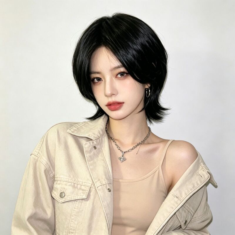 Wolf tail wig short hair women's net red mullet head men and women can wear samurai head wig headgear men manufacturers wholesale