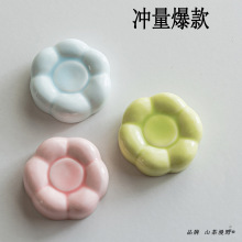 转转乐花朵陶瓷实心底座可爱工艺品陶瓷小配件瓷器小转盘手工DIY