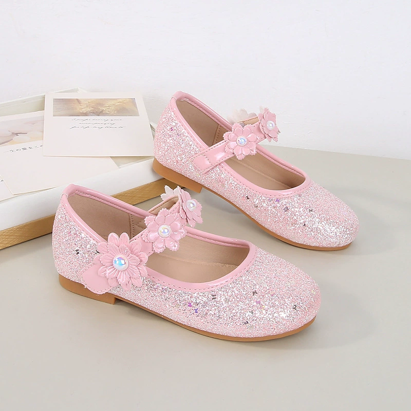 Новая обувь для девочек, обувь принцессы, танцевальная обувь, обувь для выступлений, маленькие красные туфли, цветы на липучке