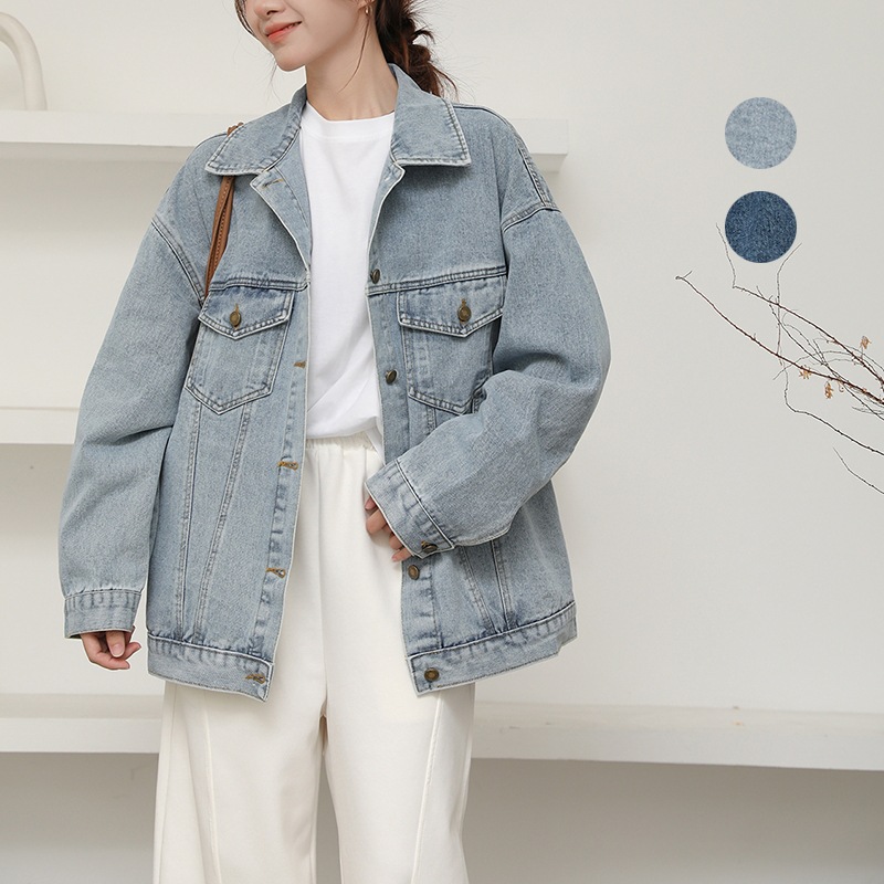 Japan's Rakuten Women's Casual Denim Jacket Popular Solid Color Easiest for Match Retro Classic Loose Early Autumn New Jacket
