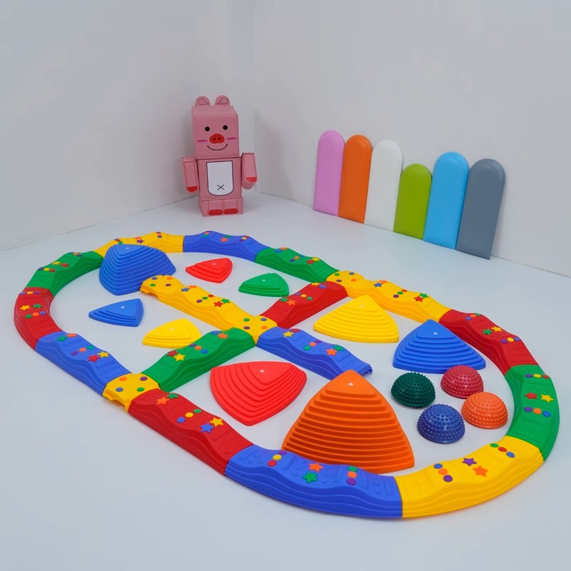 Balance tactile board sendero de entrenamiento sensorial para niños puente de madera jardín de infantes Vientiane equipos combinados juguetes de plástico