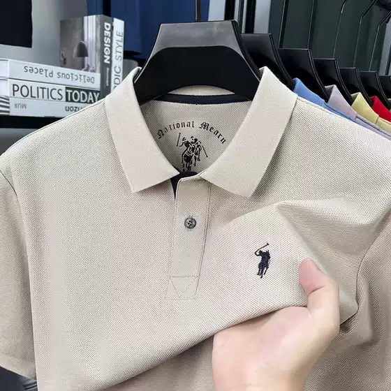 100 mercerized cotton paul brand men's summer men's short sleeve t-shirt lapel cotton high-grade polo shirt men