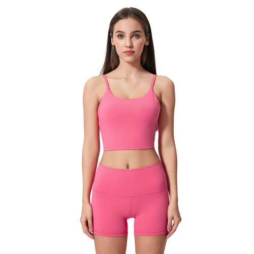 Women's Yoga Top, Sports Bra with Padded Cups, Thin Straps, Backless Design, Fitness Vest, Camisole for Yoga—C5238