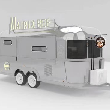 不锈钢拖挂式餐车营地车网红车食物拖车出口外贸圆弧拖车新品