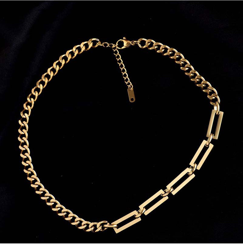 fashion simple polished semicircular grinding titanium steel necklace