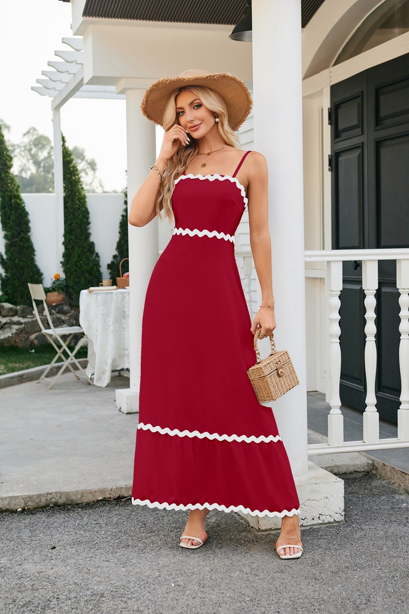 Women's Strap Dress Simple Style Strap Backless Sleeveless Color Block Midi Dress Holiday Daily display picture 20