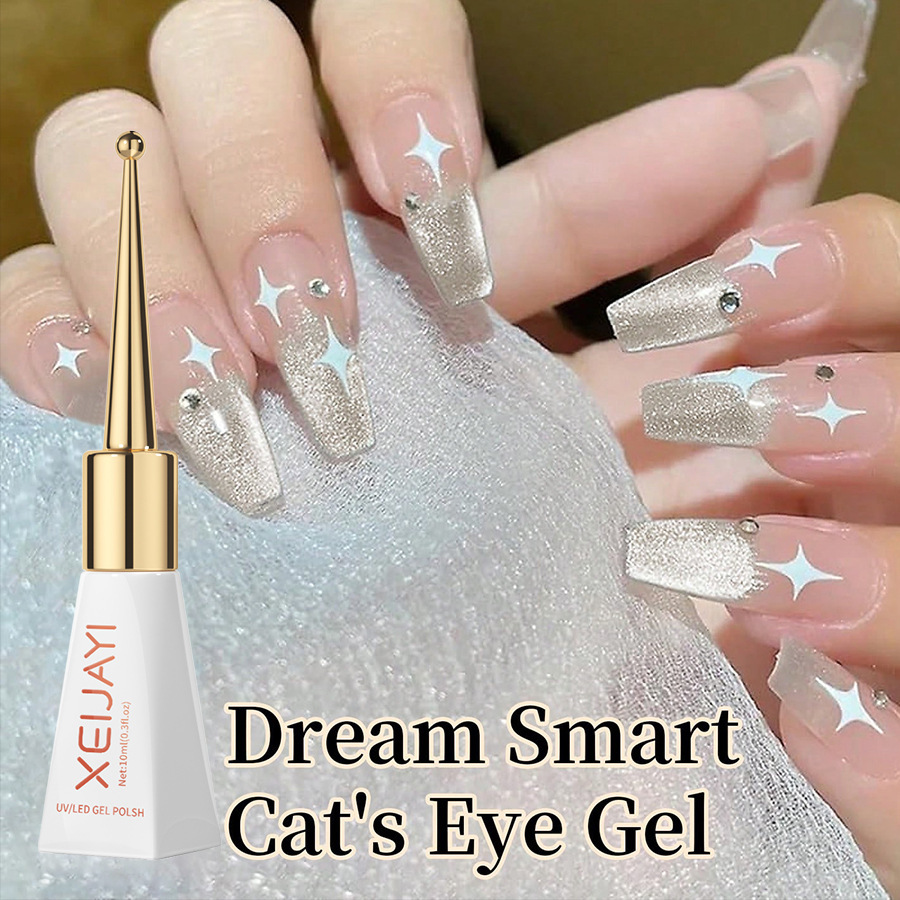Esmalte de Uñas en Gel Ojo de Gato Plateado Sin Enjuague de Larga Duración para Salón de Uñas