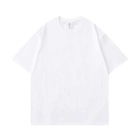 high quality Xinjiang Cotton Heavy 300g Pure White Impermeable Short Sleeve T-Shirt Men's Loose Casual Base Shirt Top Women's Summer