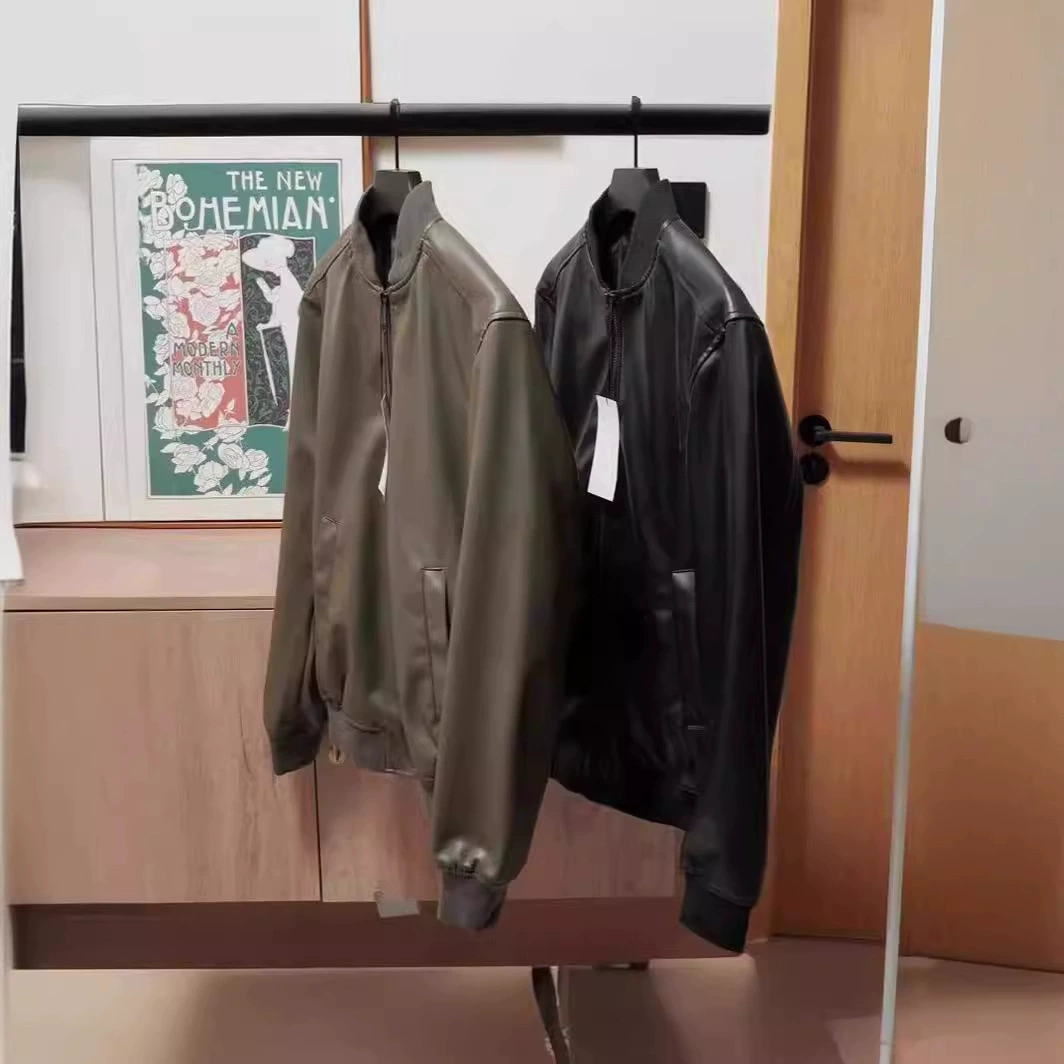 Мужская простая черная классическая куртка из искусственной кожи в стиле милитари, стильное пальто