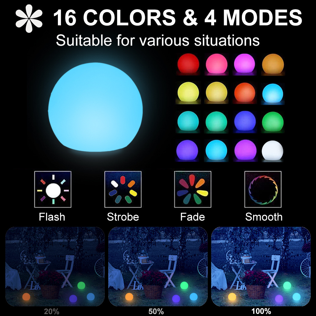 Venta caliente transfronteriza piscina bola flotante luz bola led bola luminosa control remoto al aire libre impermeable colorido piscina luz