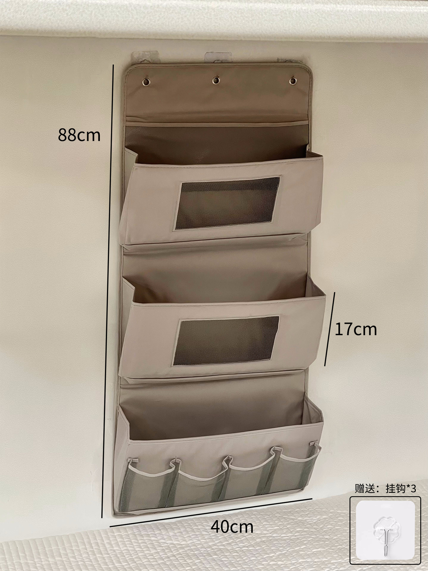 Capa de tela colgando Bolsa-gris 3 capas