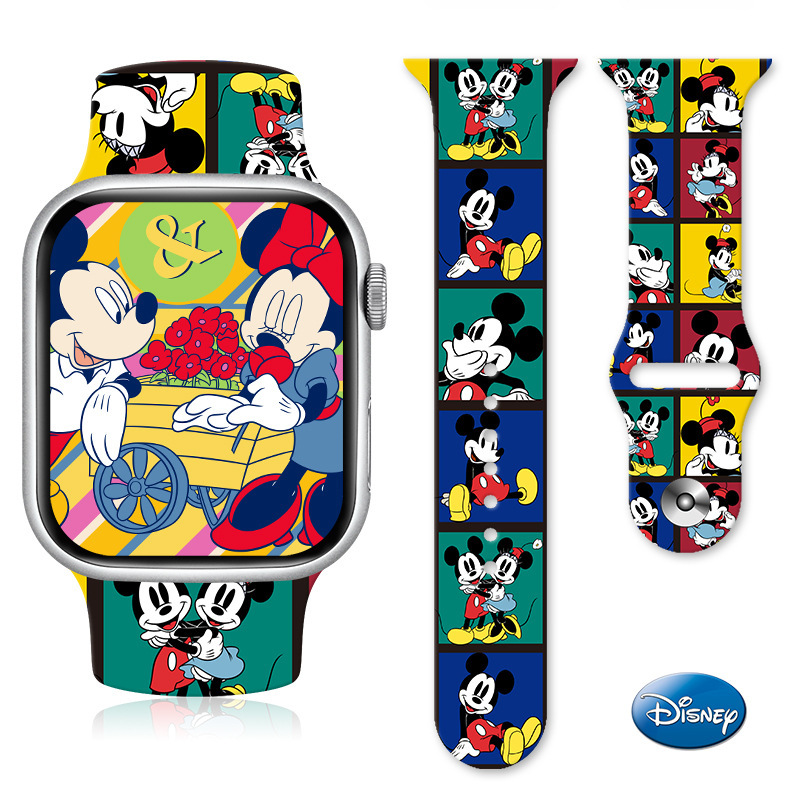 Disney Mickey Silicone Watch Strap Is Suitable for All Apple Watch Series S11/10/9/8/7 Se Watch Straps