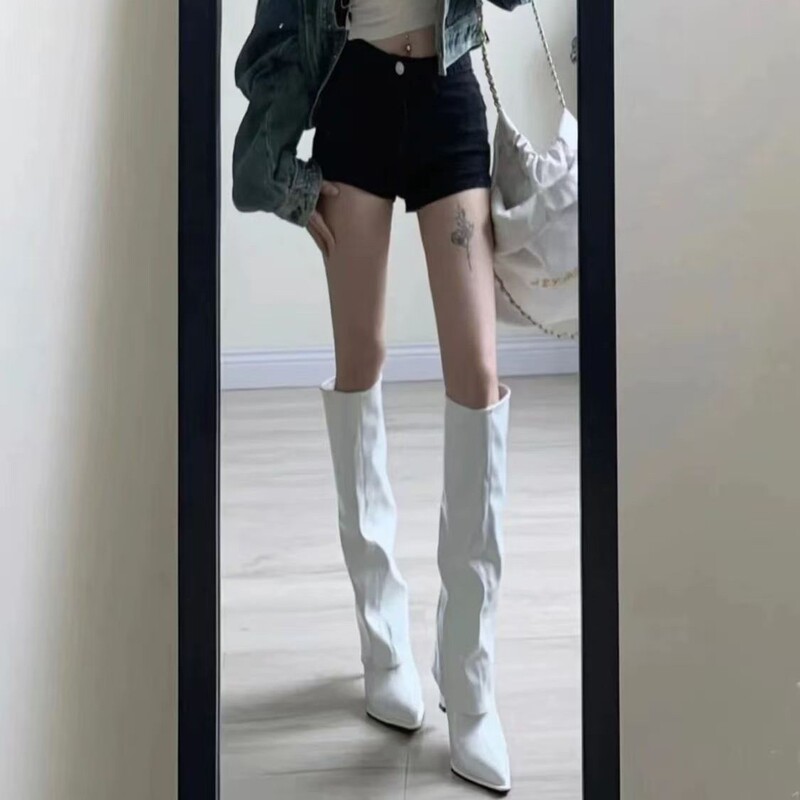 European-Style 2025 Knight Boots with Pointed Toe and Stiletto Heels, Fashionable High-Tube Knee-High Boots for Autumn and Winter