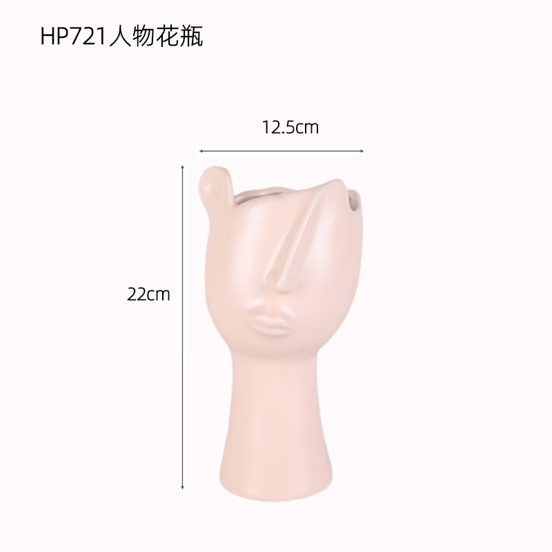 Simple moderno creativo Arte Abstracto cara cerámica florero decoración modelo sala de ventas Oficina salón escritorio flor